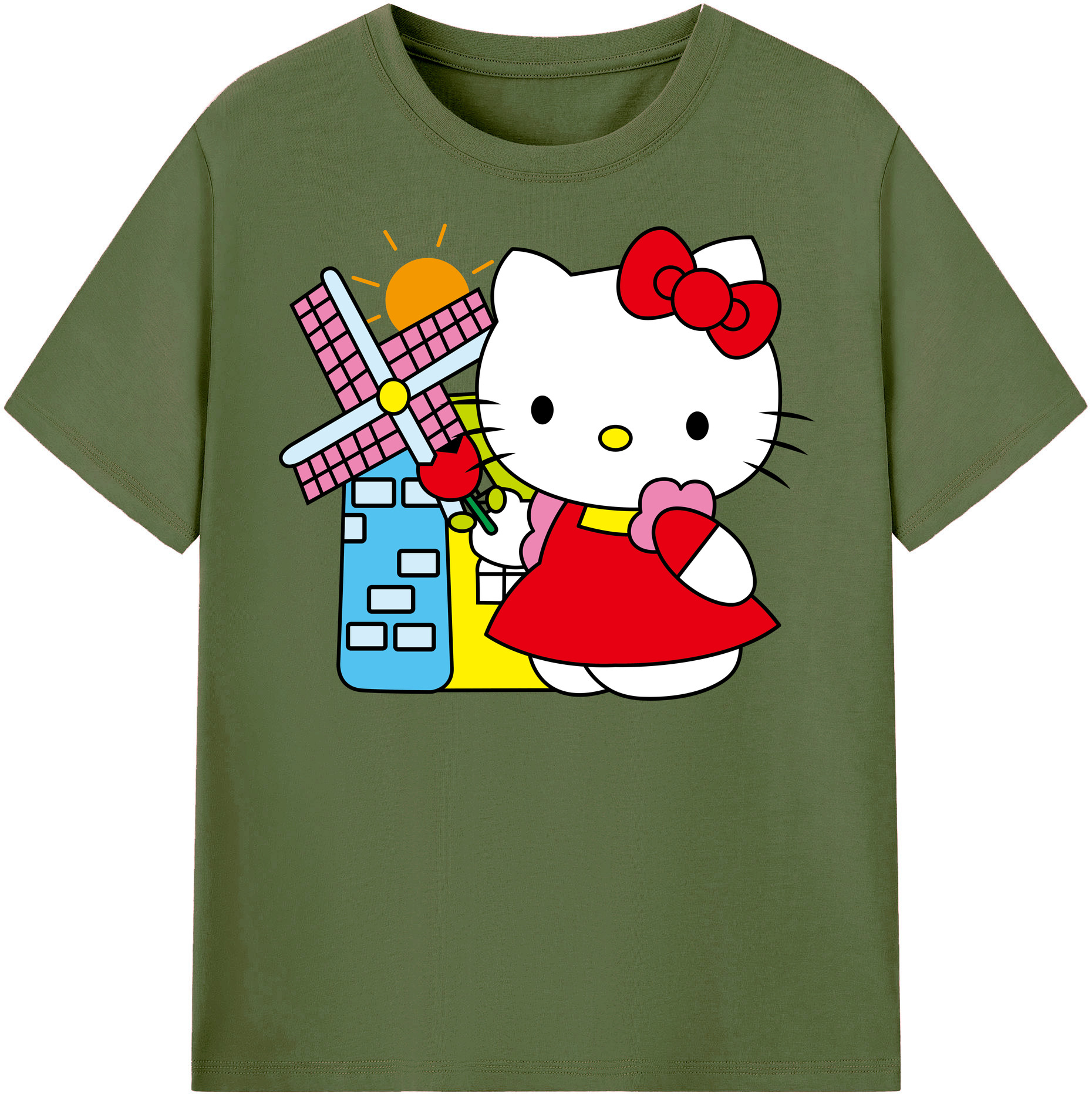 （画像用） Hello Kitty ハローキティ 綿100％半袖Tシャツ（フロントプリント）